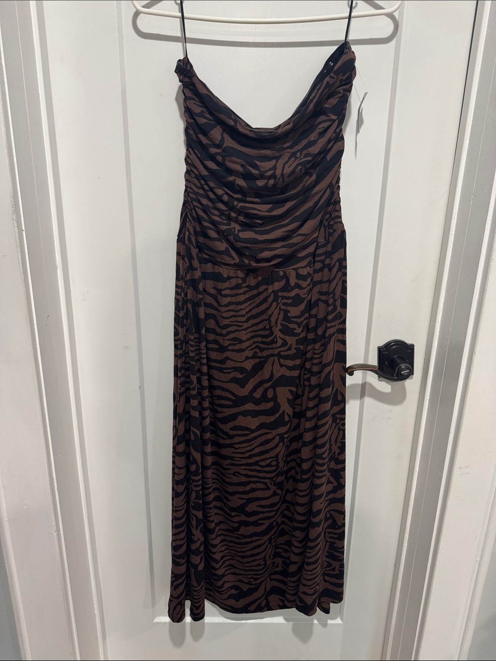 Old navy drop waist fit & flare Brown Black Zebra tube maxi Dress 2026 nwt m